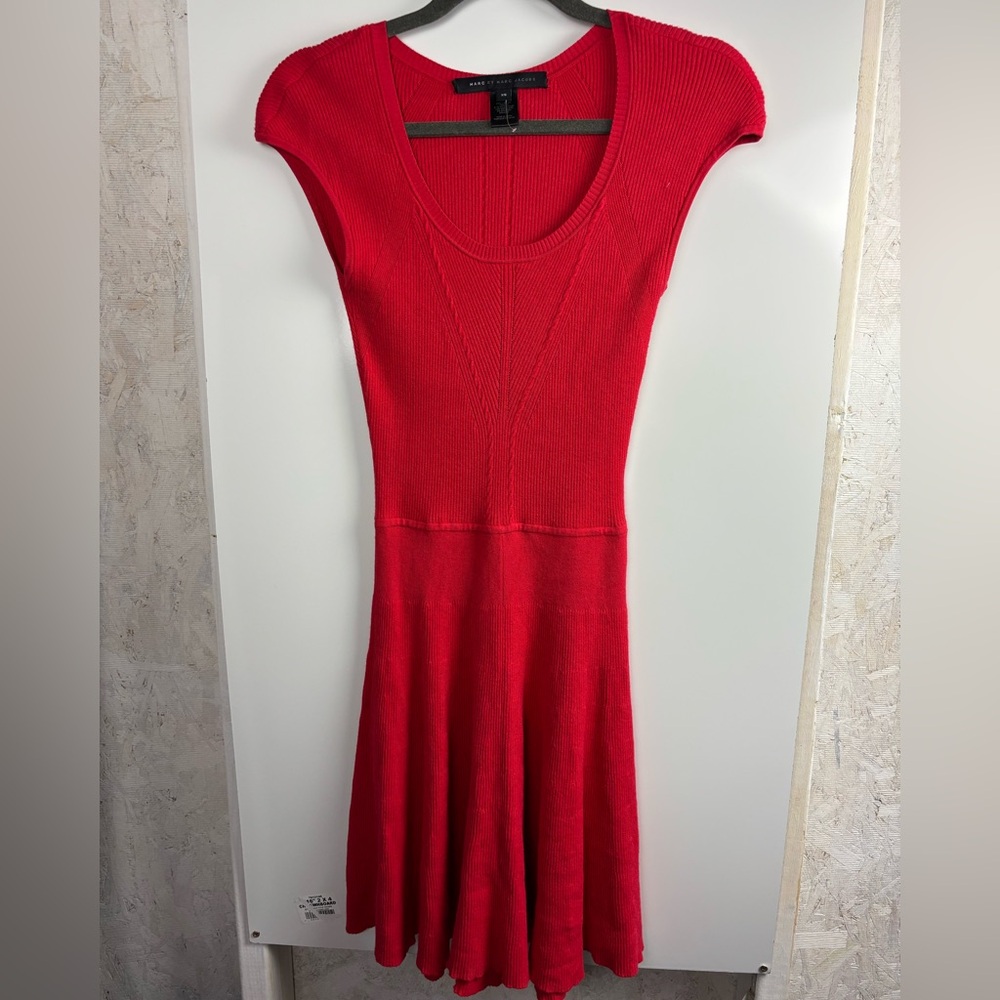 Marc by‎ Marc Jacobs red corvette knit fit and flare dress